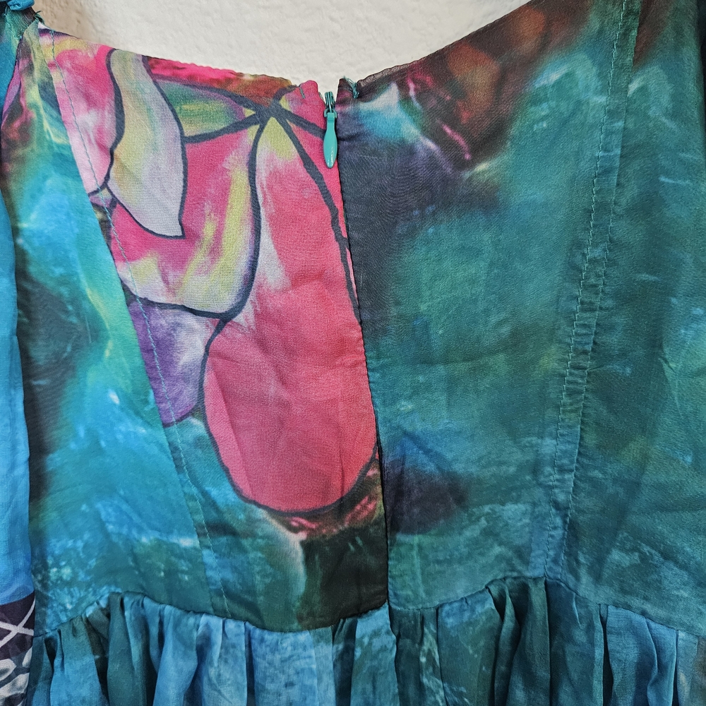 Banjul Teal and Pink Floral Maxi Dress - Picture 10 of 11